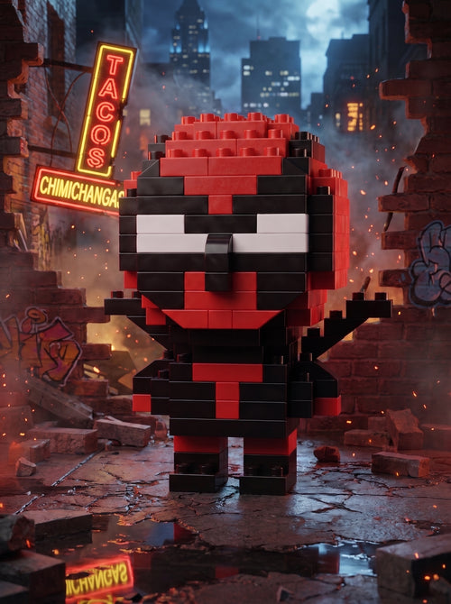Deadpool collectible mini brick figure by BRIKKO